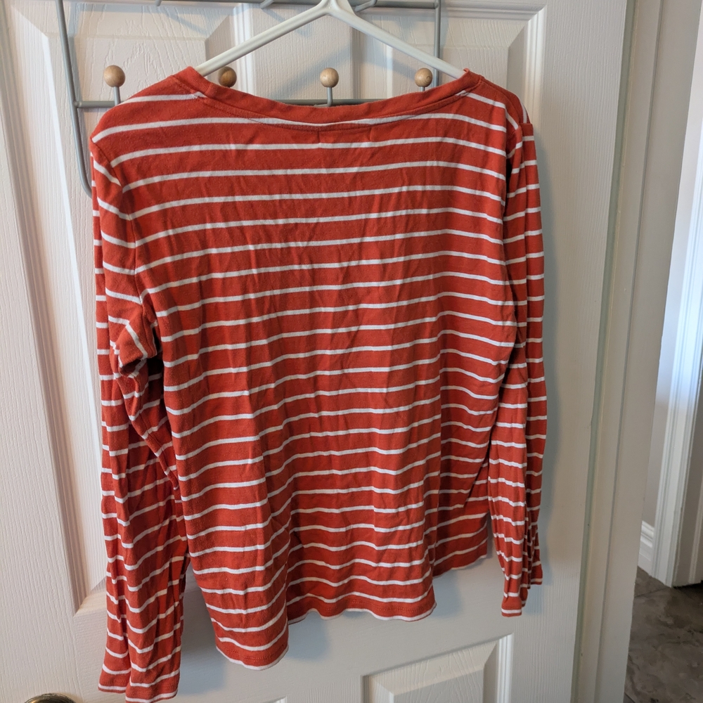 Ralph Lauren Orange and White Ribbed Long Sleeve T-shirt - Picture 2 of 7